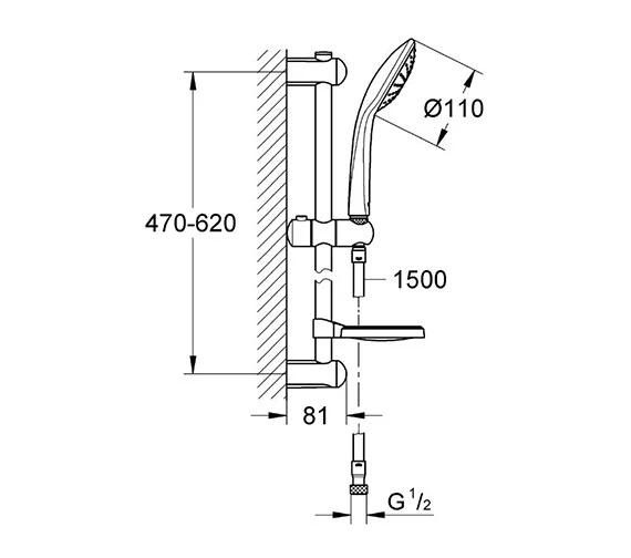 Grohe Euphoria Mono Chrome Shower Set With 600mm Rail - 27256001 4 Grohe Euphoria Mono Chrome Shower Set With 600mm Rail - 27256001 - Image 2