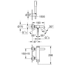 Grohe Essence New Wall Mount Chrome Bath Shower Mixer Tap With Kit -Shower Room M 2016 5 10 7 31 31 492