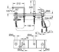 Grohe Lineare 4 Hole Single Lever Bath Combination -Shower Room M 2017 12 16 7 22 8 180
