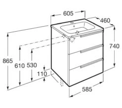 Roca Victoria-N Unik Luxurious 3-Drawer Wall Hung Unit 600mm With Basin -Shower Room M 2017 3 18 10 4 43 736