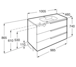 Roca Victoria-N Unik Luxurious 3-Drawer Wall Hung Unit 600mm With Basin -Shower Room M 2017 3 20 6 24 1 184