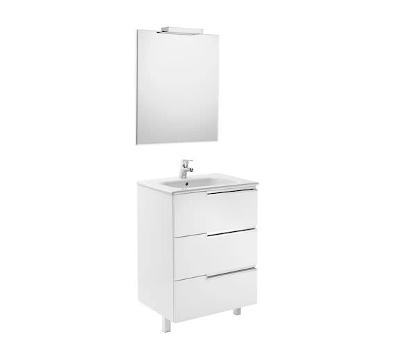 Roca Victoria-N Gloss White Vanity Unit Pack 600 X 740mm With Mirror And Spotlight 3 Roca Victoria-N Gloss White Vanity Unit Pack 600 X 740mm With Mirror And Spotlight
