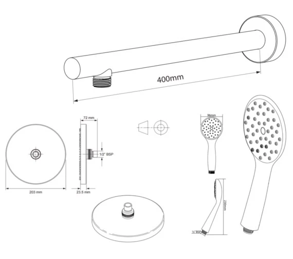 Triton Circular Dual Control Mixer Shower Combination Pack 1 - Chrome Finish 4 Triton Circular Dual Control Mixer Shower Combination Pack 1 - Chrome Finish - Image 2