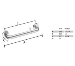 Smedbo Living Polished Stainless Steel 300mm Grab Bar -Shower Room M 2017 4 5 11 20 19 442