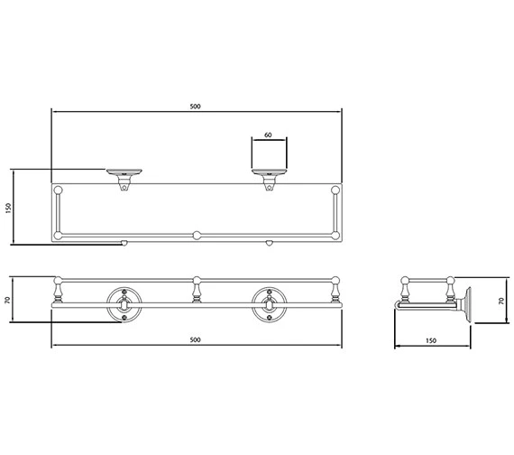 Miller Stockholm Glass Shelf With Guard Rail 500mm - 602C 5 Miller Stockholm Glass Shelf With Guard Rail 500mm - 602C - Image 3