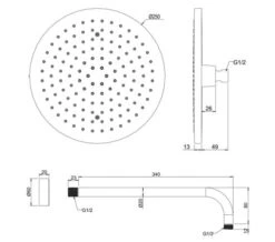 Crosswater Fusion Chrome 250mm Round Fixed Head And 340mm Wall Arm -Shower Room M 2018 10 31 14 54 1 685