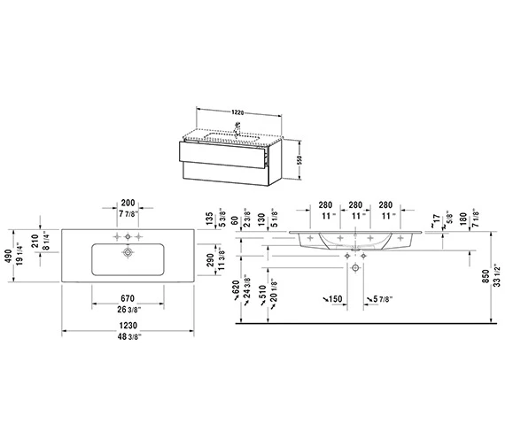 Duravit L-Cube Wall Mounted 2 Drawer Vanity Unit For Me-By-Starck Basin 8 Duravit L-Cube Wall Mounted 2 Drawer Vanity Unit For Me-By-Starck Basin - Image 6