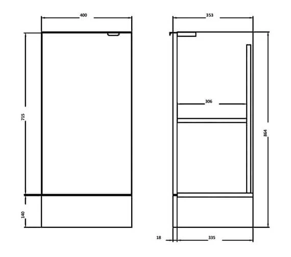 Hudson Reed Fusion 400 X 355mm Gloss White Full Depth Base Unit 4 Hudson Reed Fusion 400 X 355mm Gloss White Full Depth Base Unit - Image 2