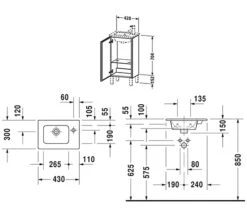 Duravit L-Cube 420mm Floor Standing 1 Door Vanity Unit For Me-By-Starck Basin -Shower Room M 2018 3 3 5 37 2 459