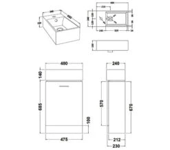 Nuie Mayford Cloakroom 480mm Gloss White Floor Standing Cabinet With Basin -Shower Room M 2018 4 7 12 22 34 698