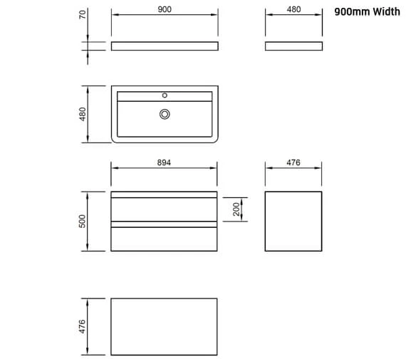 IMEX Flite White Wall Hung Double Drawer Unit And Basin 600mm 7 IMEX Flite White Wall Hung Double Drawer Unit And Basin 600mm - Image 5