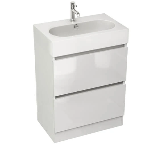 IMEX Echo 600mm Double Drawer Floor Standing Unit And Basin White Gloss 3 IMEX Echo 600mm Double Drawer Floor Standing Unit And Basin White Gloss