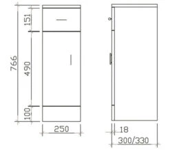 Nuie Mayford 250mm Wide Cupboard White Furniture Unit 8 Nuie Mayford 250mm Wide Cupboard White Furniture Unit -Shower Room M 2018 6 15 10 7 49 939