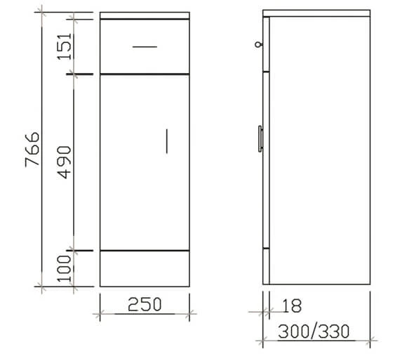 Nuie Mayford 250mm Wide Cupboard White Furniture Unit 5 Nuie Mayford 250mm Wide Cupboard White Furniture Unit - Image 3
