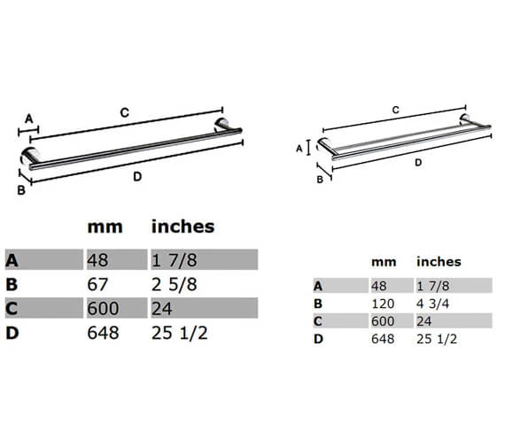Smedbo Home 648mm Single Towel Rail 4 Smedbo Home 648mm Single Towel Rail - Image 2
