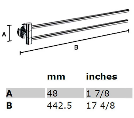 Smedbo Home 440mm Swing Arm Towel Rail 4 Smedbo Home 440mm Swing Arm Towel Rail - Image 2