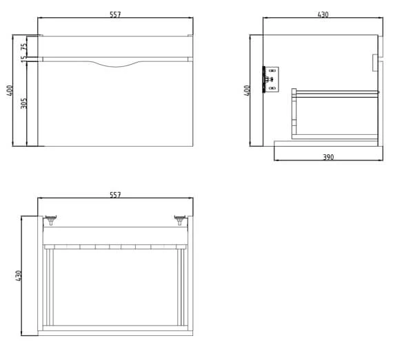 Saneux Indigo Wall Mounted 1 Drawer Unit 6 Saneux Indigo Wall Mounted 1 Drawer Unit - Image 4