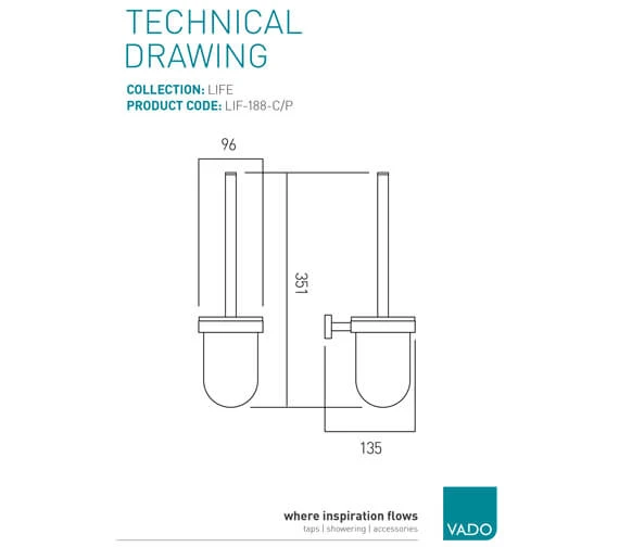 Vado Life Wall Mounted Chrome Toilet Brush And Holder 4 Vado Life Wall Mounted Chrome Toilet Brush And Holder - Image 2