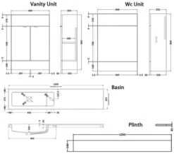 Hudson Reed Fusion 1200mm Compact Furniture Pack - Vanity And WC Unit With Basin -Shower Room M 2019 1 28 9 5 1 374