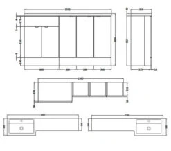 Hudson Reed Fusion 1500mm Full Depth Furniture Pack - Vanity With 3 Base Unit And Basin -Shower Room M 2019 1 31 10 42 43 128