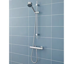 Nuie Minimalist Thermostatic Chrome Bar Shower Valve With Bottom Outlet