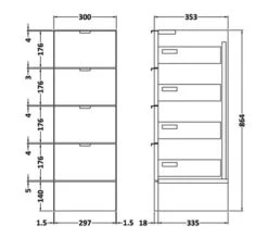 Hudson Reed Fusion 300 X 355mm Full Depth 4 Drawer Unit -Shower Room M 2019 2 11 7 39 10 197