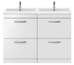 Nuie Athena 1200mm Wide Floor Standing 4 Drawer Cabinet And Double Basin