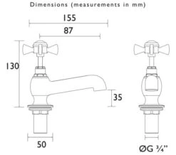 Heritage Dawlish Pair Of Bath Pillar Taps -Shower Room M 2019 3 4 10 57 32 205
