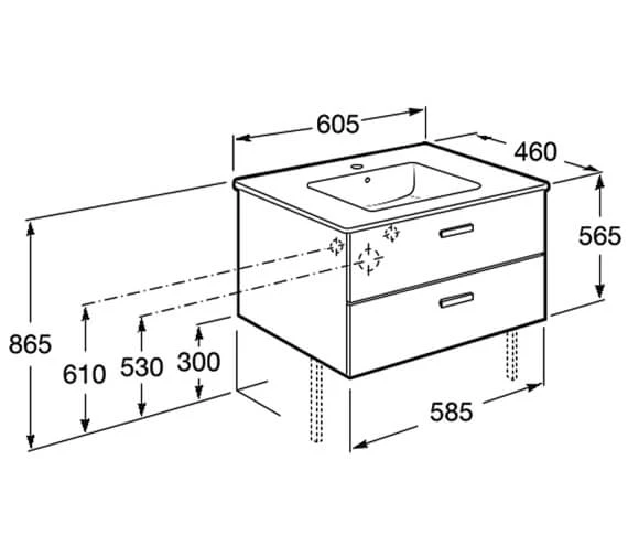 Roca Victoria Unik Wall Hung White Vanity Unit With 2 Drawer 5 Roca Victoria Unik Wall Hung White Vanity Unit With 2 Drawer - Image 3