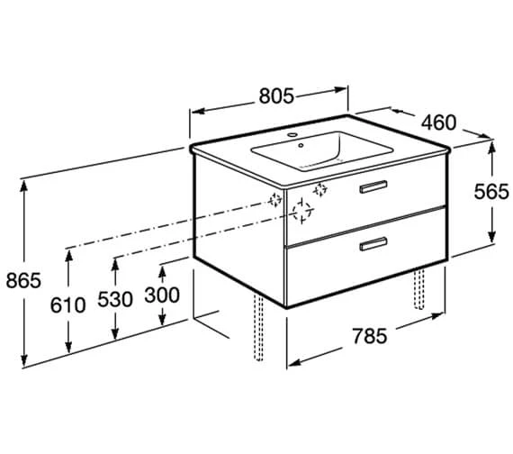 Roca Victoria Unik Wall Hung White Vanity Unit With 2 Drawer 6 Roca Victoria Unik Wall Hung White Vanity Unit With 2 Drawer - Image 4