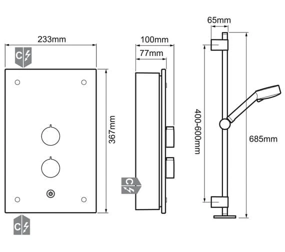 Mira Galena 9.8kW Thermostatic Electric Shower Slate Effect With Kit 5 Mira Galena 9.8kW Thermostatic Electric Shower Slate Effect With Kit - Image 3