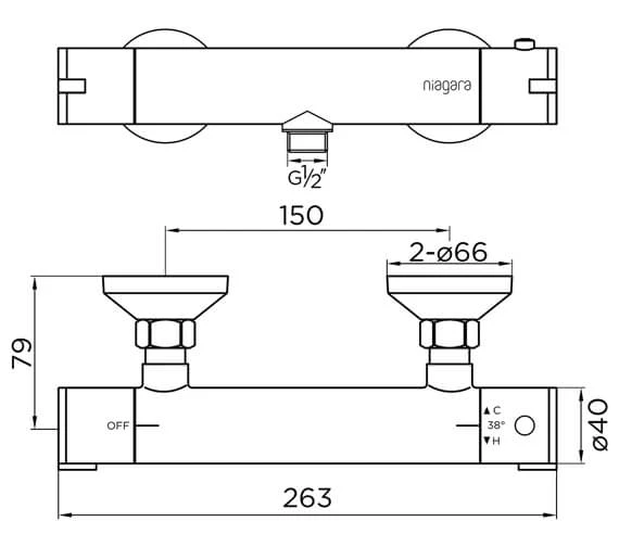 Niagara Equate Round Thermostatic Bar Shower Valve 1 Chrome 4 Niagara Equate Round Thermostatic Bar Shower Valve 1 Chrome - Image 2