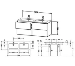 Duravit L-Cube 1290mm Wide 4 Drawers Wall Mounted Vanity Unit For Me-By-Starck Basin -Shower Room M 2019 8 14 11 28 47 389