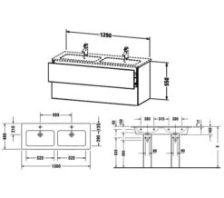 Duravit L-Cube 1290mm Wide 2 Drawers Wall Mounted Vanity Unit For Me-By-Starck Basin -Shower Room M 2019 8 14 8 29 26 681