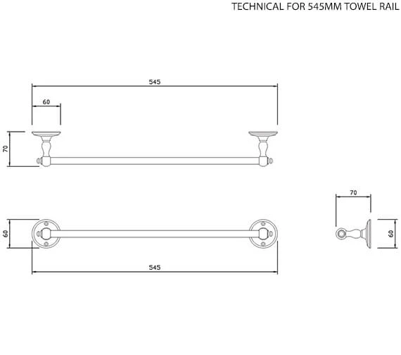 Miller Stockholm Wall Mounted 545mm Towel Rail 4 Miller Stockholm Wall Mounted 545mm Towel Rail - Image 2