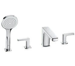 Roca Escuadra Bath Shower Mixer With Short Spout Diverter And Hand Shower Chrome
