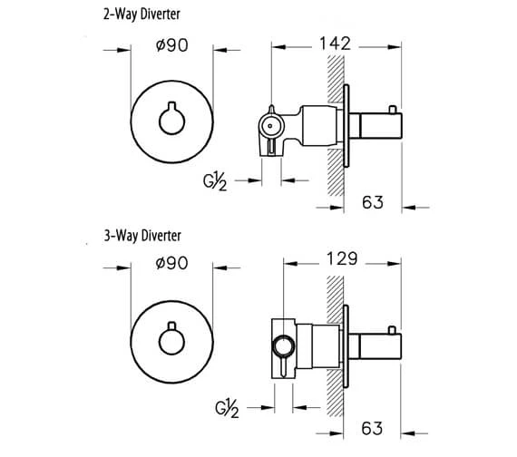VitrA Origin Concealed Built-In Flow Diverter 4 VitrA Origin Concealed Built-In Flow Diverter - Image 2