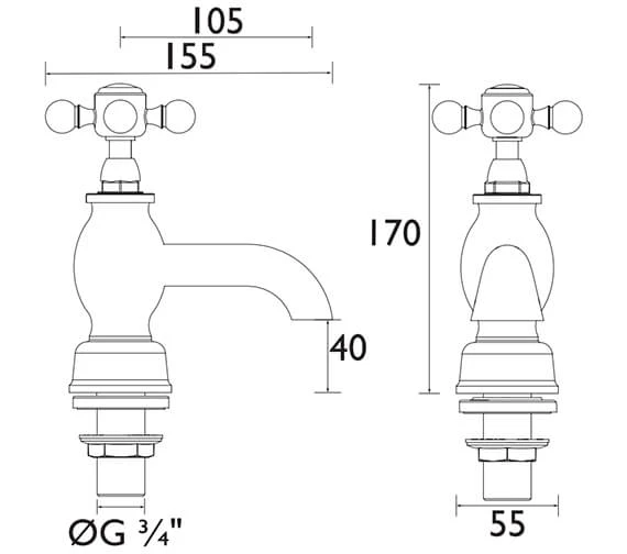 Heritage Hartlebury Pair Of Chrome Bath Pillar Taps 5 Heritage Hartlebury Pair Of Chrome Bath Pillar Taps - Image 3