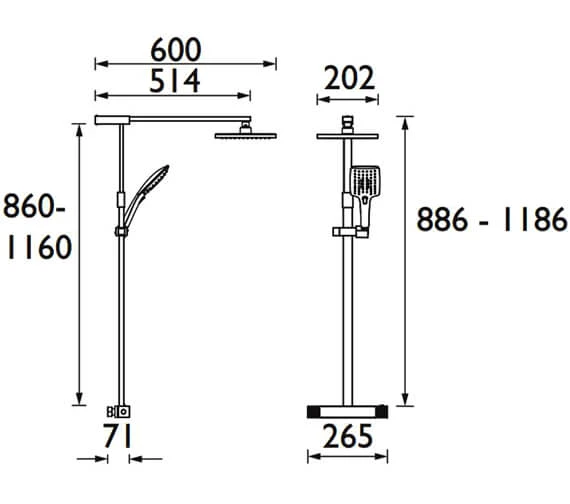 Bristan Quadrato Exposed Fixed Head Chrome Bar Shower With Diverter And Kit 4 Bristan Quadrato Exposed Fixed Head Chrome Bar Shower With Diverter And Kit - Image 2