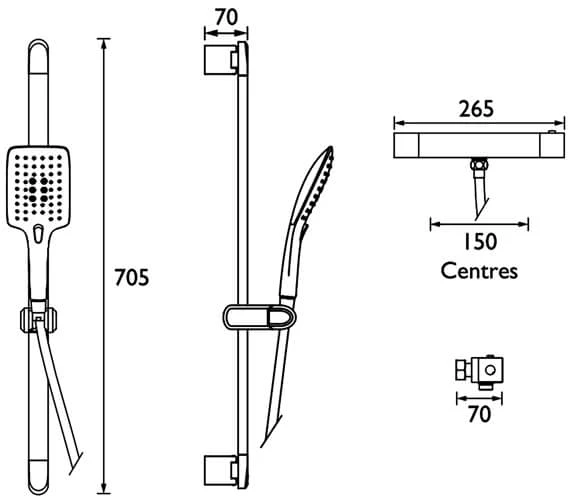 Bristan Quadrato Thermostatic Surface Mounted Chrome Bar Shower Valve 4 Bristan Quadrato Thermostatic Surface Mounted Chrome Bar Shower Valve - Image 2
