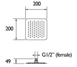 Bristan Square Stainless Steel Slimline Fixed Chrome Shower Head 21 Bristan Square Stainless Steel Slimline Fixed Chrome Shower Head -Shower Room M 2020 3 5 9 34 20 69