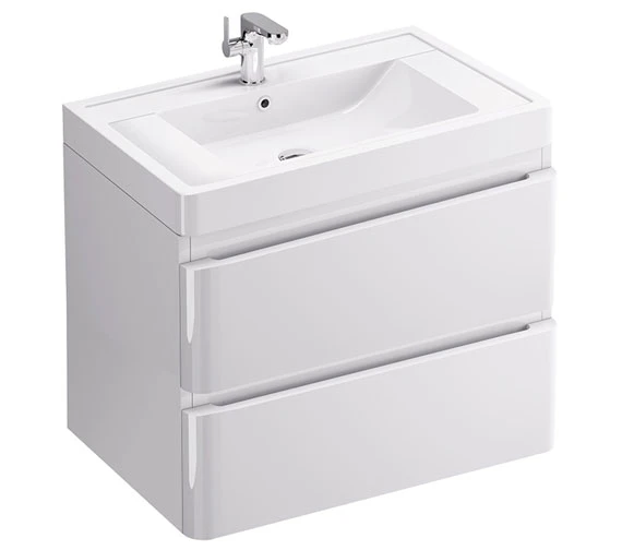 IMEX Flite White Wall Hung Double Drawer Unit And Basin 600mm 6 IMEX Flite White Wall Hung Double Drawer Unit And Basin 600mm - Image 4