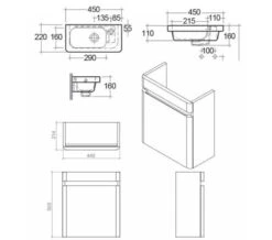 RAK Resort Wall Hung 450mm Wide Cloakroom Matt White Vanity Unit With Basin -Shower Room M700 2020 6 20 11 55 3 282