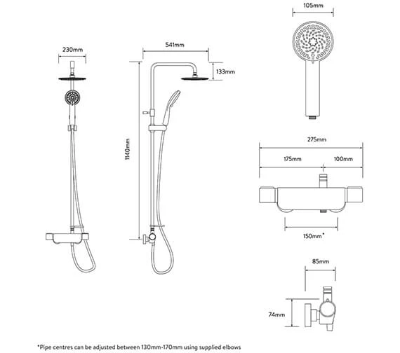 Aqualisa Midas 220 Chrome Bar Mixer Shower With Slide Rail Kit 5 Aqualisa Midas 220 Chrome Bar Mixer Shower With Slide Rail Kit - Image 3