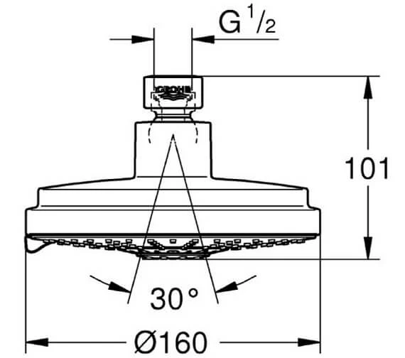 Grohe Rainshower Cosmopolitan 160mm Shower Head Chrome - 27134000 5 Grohe Rainshower Cosmopolitan 160mm Shower Head Chrome - 27134000 - Image 3