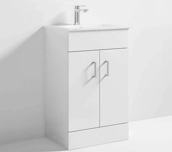 Nuie Eden 800mm High Floor Standing Gloss White Two Door Cabinet And Basin 4 Nuie Eden 800mm High Floor Standing Gloss White Two Door Cabinet And Basin - Image 2