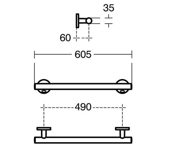 Armitage Shanks Contour 21 600mm Contemporary Aluminium Grab Rail Chrome 5 Armitage Shanks Contour 21 600mm Contemporary Aluminium Grab Rail Chrome - Image 3