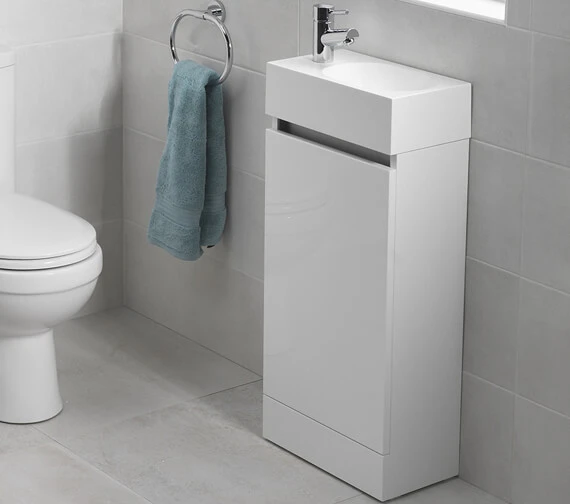 IMEX Echo White Gloss 400 X 220mm Single Door Floor Standing Unit And Basin 3 IMEX Echo White Gloss 400 X 220mm Single Door Floor Standing Unit And Basin