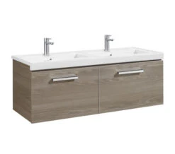 Roca Prisma Unik 2 Drawer Base Unit Textured Ash 1200 X 450mm With Basin