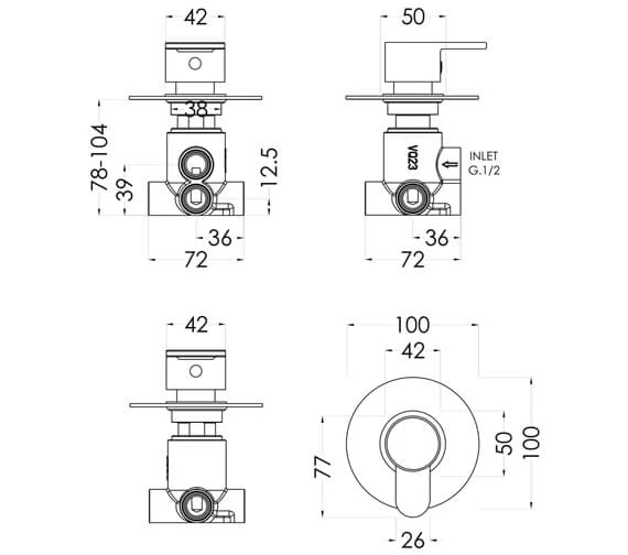 Nuie Binsey 2-3-4 Way Concealed Diverter 4 Nuie Binsey 2-3-4 Way Concealed Diverter - Image 2